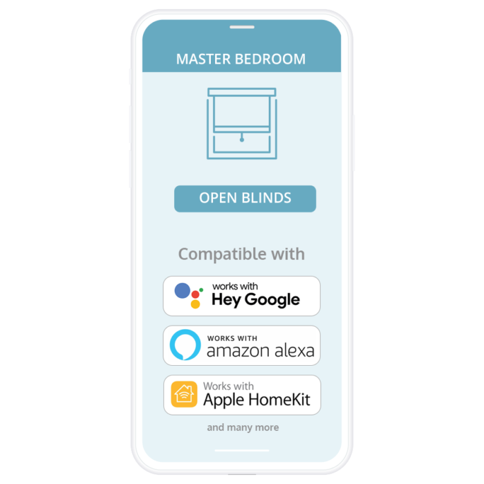 Smart blinds app - works with Google, Alexa, Apple and many more.
