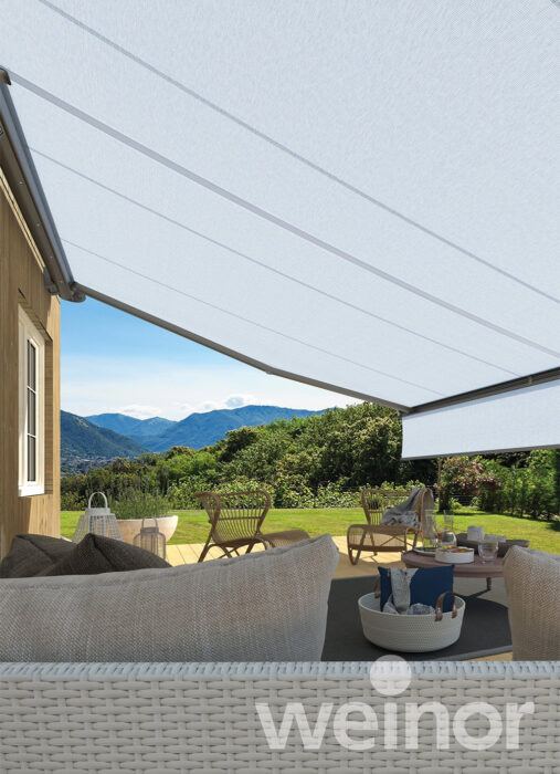 Weinor retractable awning - sky blue fabric